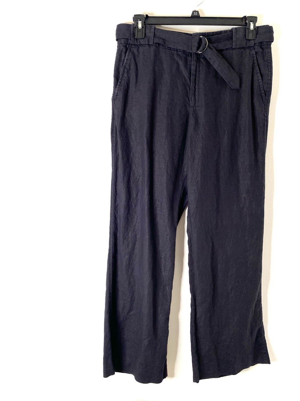 Old Navy Vintage Y2K 2005 Black 100% Linen Belted Wide Leg Pants